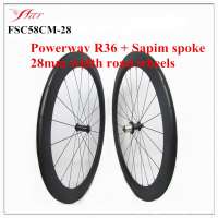 28mm wide clincher road wheels 58mm deep 3 year warranty bike carbon wheelset, 700C disc brake wheelsets available