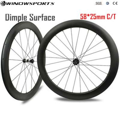 dimple surface new mold knife slant brake surface clincher 25mm width wheels carbon, road dimple carbon wheelset 58mm