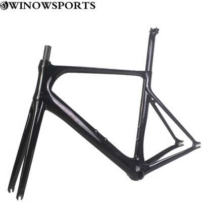 50.5/53.5/56.5cm carbon fiber carbon track bike frame BB86 UD gloss Matched seatpost fixed gear bike carbon road bicycle